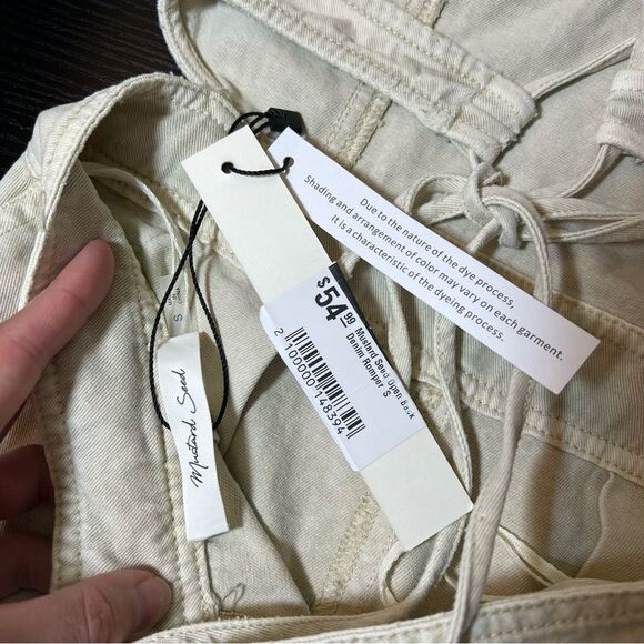 Mustard Seed Women’s Open Back Denim Romper Cream Small NWT - Picture 8 of 13